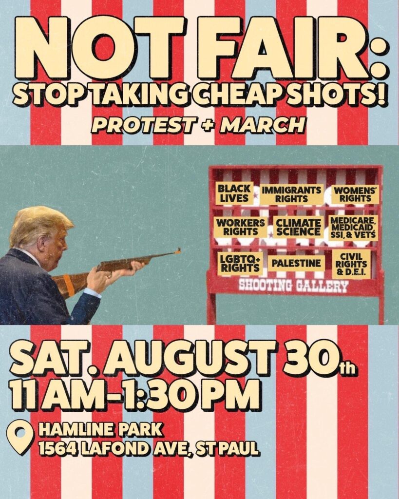 Not Fair poster. Trump taking cheap shots program flyer