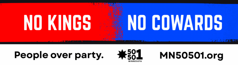 No Kings. No Cowards. Billboard sign